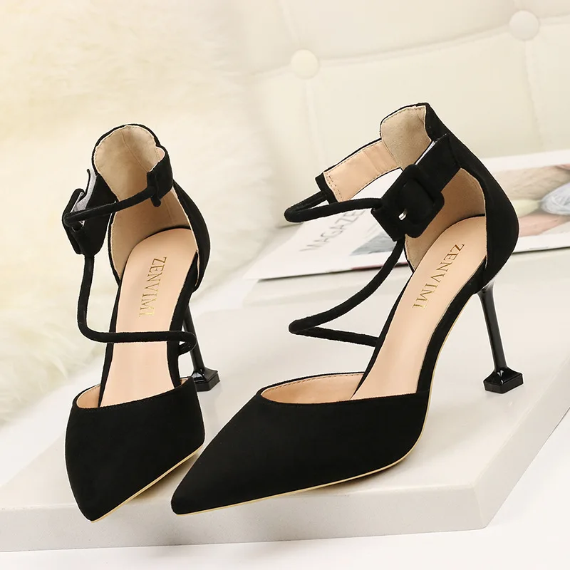 

2019 summer new Korean version of the strap high-heeled pointed sexy single shoes women's stiletto sandals
