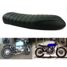 Saffen assento de motocicleta preta para moto, banco de assento scrambler, vintage, plano, retrô, para honda cg cb200 cb350 cl350 cb400 cb400