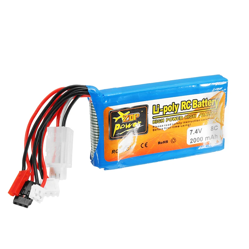 

ZOP Power 7.4V 2000mah 8C Rechargeable Lipo Battery For Frsky ACCST Taranis Q X7 Transmitter Remote Controller Replacement Part