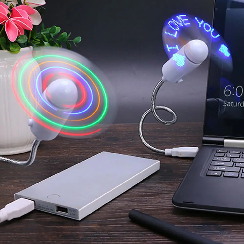 

CAPRICE I Love You Flashing LED Real Time Display Mini Flexible USB Cooling Fan Flexiable DIY shape