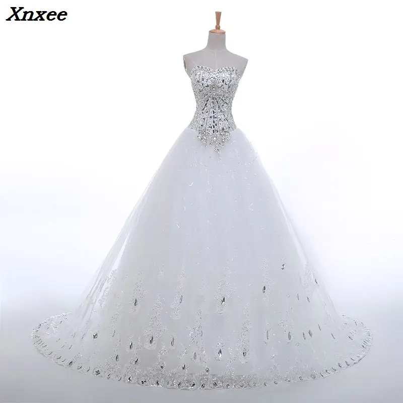 Xnxee Crystal Lace Dress For Wedding Off the Shoulder Appliques Princess Bridal Gown 2018 vestido de noiva Robe De Mariage