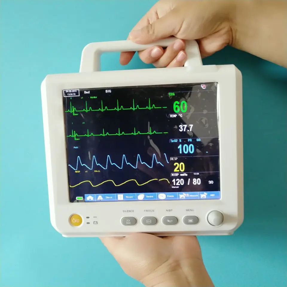 8 дюймов мультипараметрический монитор пациента параметры NIBP, Spo2, PR, ECG, RESP, TEMP жизненные знаки монитор точное медицинское оборудование