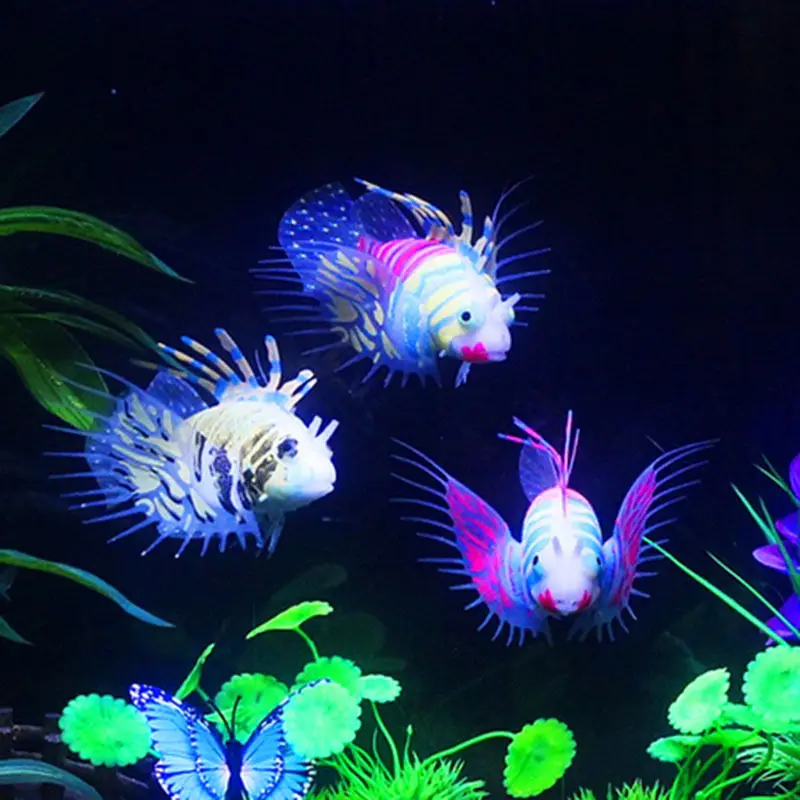 

Glow In The Dark Artificial Aquarium Lionfish Ornament Fish Tank Jellyfish Decor Aquarium Landscaping decoration