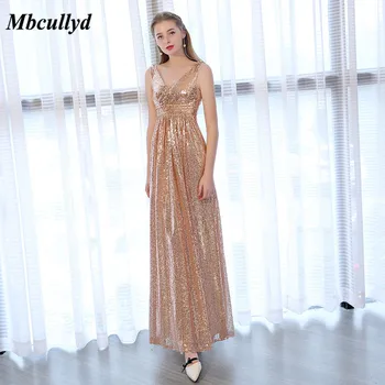 

Mbcullyd Vestido Madrinha Sequined Long Bridesmaid Dresses 2019 Sexy A Line Dress for Wedding Party Robe Demoiselle D'honneur