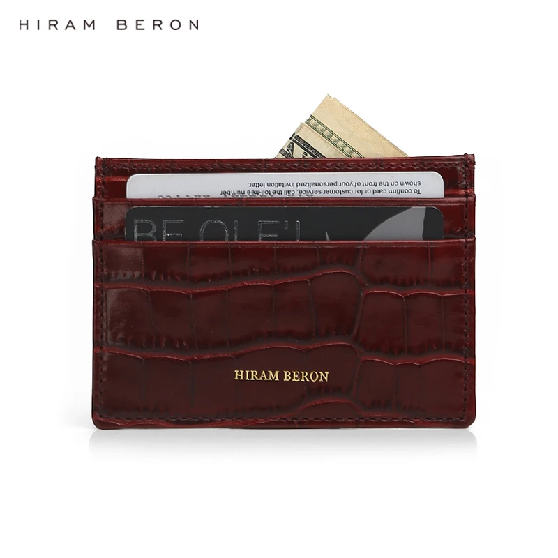 Hiram Beron Make Your Own Case Italian Leather Card Holder Womens Thin Wallet Crocodie Pattern dropship Hiram Beron Make Your Own Case Italian Leather Card Holder Womens Thin Wallet Crocodie Pattern dropship