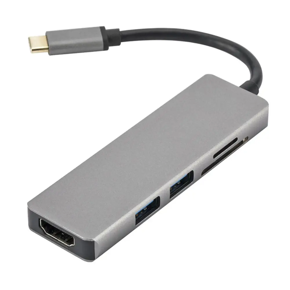 Оптовая продажа Новый Тип C до 2 портов USB 3,0 концентратор HDMI SD TF кардридер адаптер Мультифункциональный кардридер