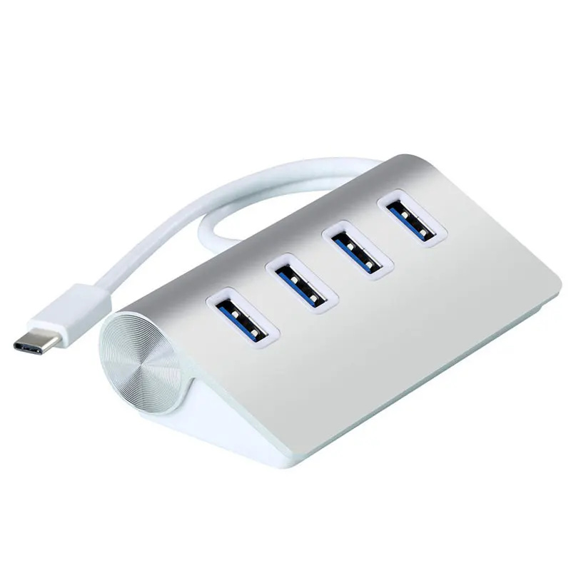 USB-C концентратор док-адаптер Thunderbolt 3 usb type-C Dongle 4 порта алюминиевый сплав серебристый для Macbook Pro type-C использования