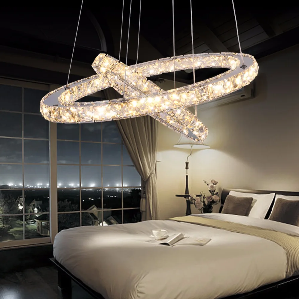 Популярный светодиодный хрустальный подвесной светильник с алмазным кольцом, современный светодиодный подвесной светильник с кругами, подвесной светильник для фойе, столовой, светильник, украшение для дома