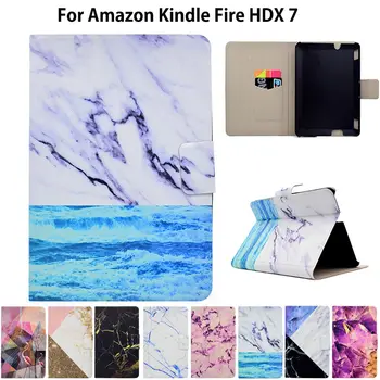 

Marble Pattern eBook Case For Amazon Kindle Fire HDX 7 HDX7 7 inch Smart Cover Tablet Stand Ultra Slim PU Leather Funda Shell