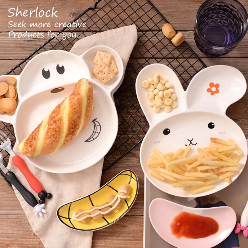 Toddler Baby Kids Child Feeding Lid Training Bowl with Spoon Cartoon Binaural Baby Feeding Ceramic Tableware Children Plate Suck Toddler Baby Kids Child Feeding Lid Training Bowl with Spoon Cartoon Binaural Baby Feeding Ceramic Tableware Children Plate Suck