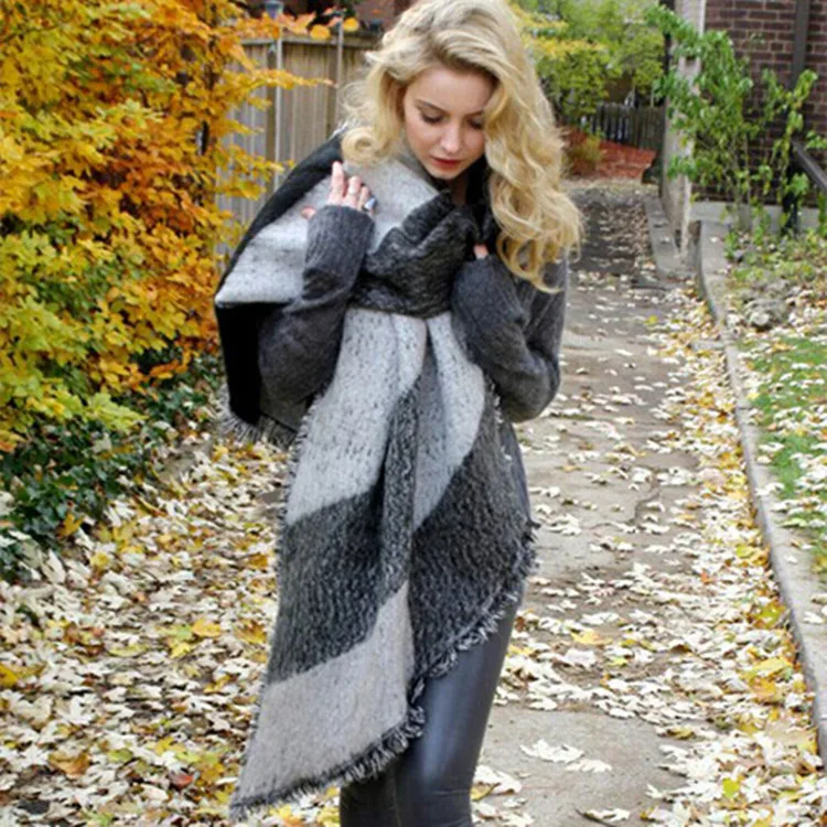 fashion womens scarfs font b tartan b font plaid cashmere scarf women blanket scarves with tassel