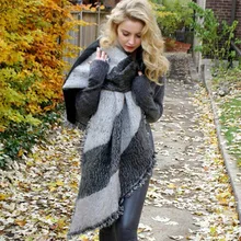 fashion womens scarfs tartan plaid cashmere scarf women blanket scarves with tassel winter ethnic warm shawl wraps phoncho