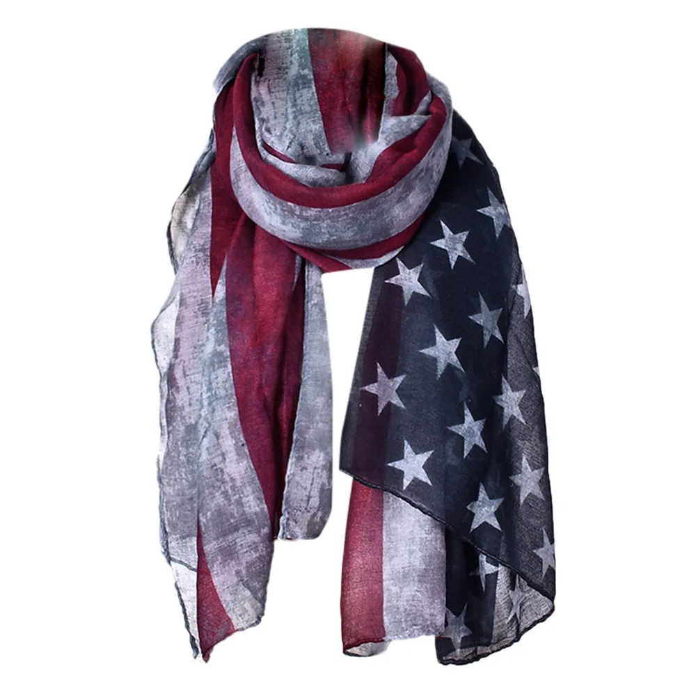 Womail 2018 Women American Flag Printed Soft Chiffon Shawl Wraps Scarf ...