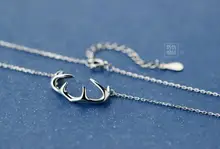 Real. Deer antler Collar y Colgantes de plata de ley 925 Collar y Colgantes Animal Charm GTLX751
