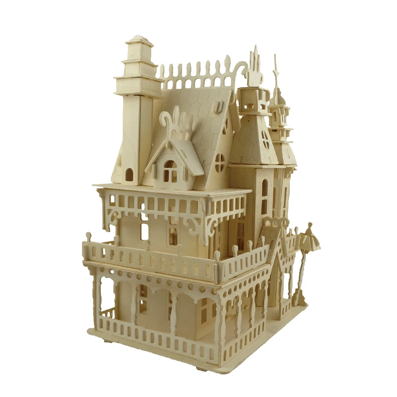 Деревянный Викторианский кукольный домик игрушки фэнтезийная вилла 3D пазл