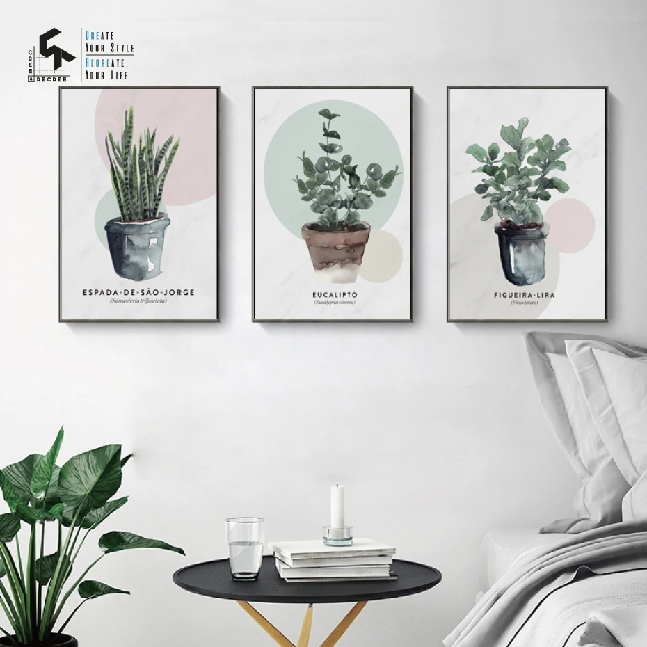

CREATE&RECREATE Nordic Posters And Prints Green Plants Canvas Art Wall Painting Decorative Pictures for Living Room CR1810110061