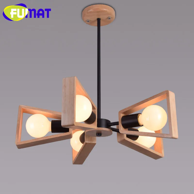 

Nordic Dinning Room Wood Chandelier Lighting Fixture American Country Living Room Lamp Bedroom Study Wood Hang Lamp
