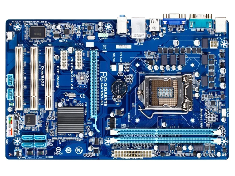 original motherboard for Gigabyte GA H61 S3 DDR3 LGA 1155 H61 S3 board