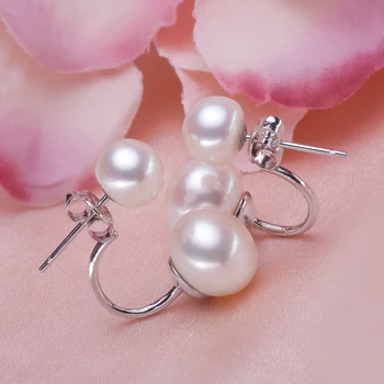 

Eternal wedding Women Gift word 925 Sterling real [beautiful] genuine pearl Freshwater Pearl Earrings 925 Korean f
