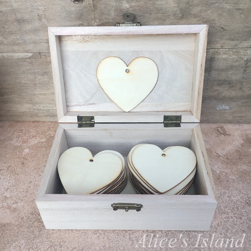 Wedding guest book with 50 hearts Rustic wedding guestbook Custom