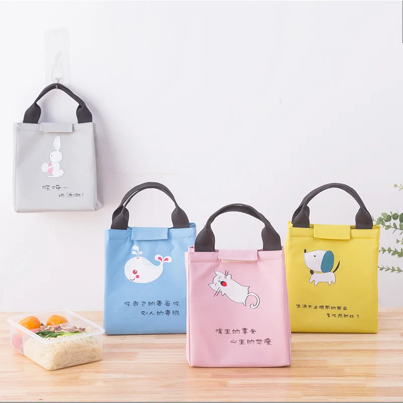 

Animal Cat Lunch Bags Women Portable Functional Canvas Solid Insulated Thermal Food Picnic Kids Cooler Lunch Box Bag Tote