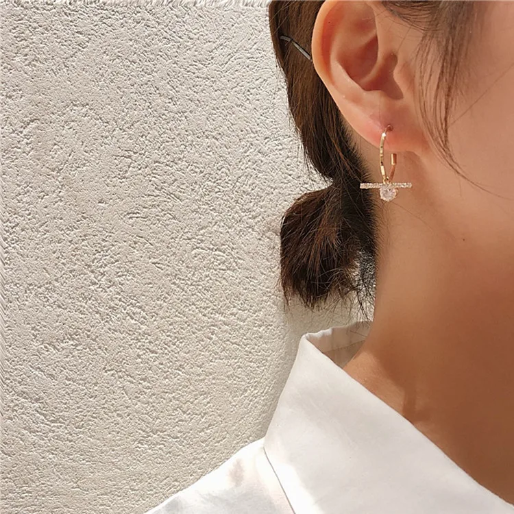 Корейский дизайн модные Очаровательные Круглые круглые серьги-кольца геометрический Блестящий циркониевый кулон, серьги ювелирные изделия для женщин и девушек подарки