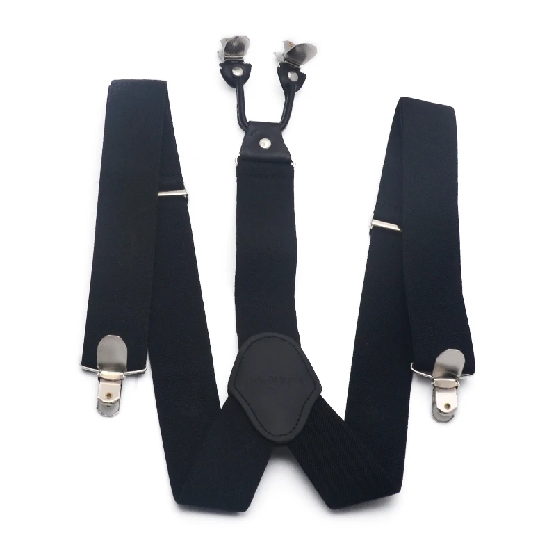 Popular Casual Suspenders Men Solid Color Y Shaped Clip On Suspenders