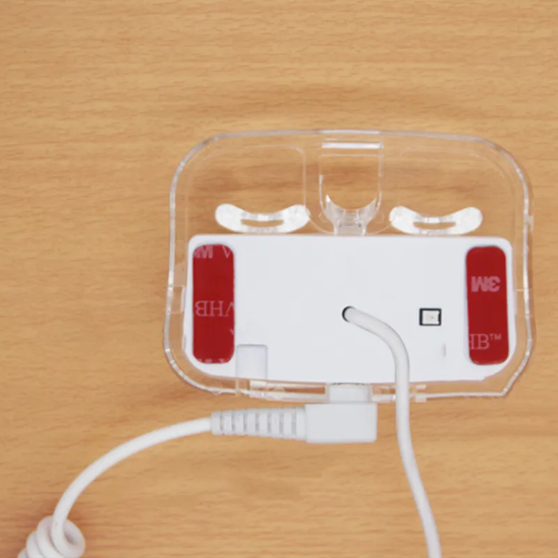 Newest vertical show glassy acrylic mini size for Huawei brand store remote control alarm charging base