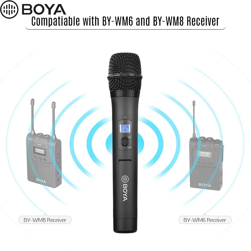 BOYA BY-WHM8 микрофон для компьютера для прослушивания речи музыкальная запись stage 48-канал частоты UHF Беспроводной портативный динамик микрофон