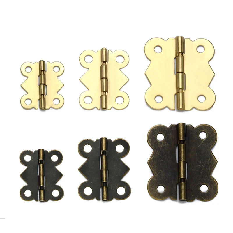 SDTC Tech 24-Pack Mini Brass Hinges 10x8mm 180 Degree Rotation Miniature Furniture Hardware With Mounting Nails For Jewelry Box Cabinet Door Closet DIY Accessories - Silver