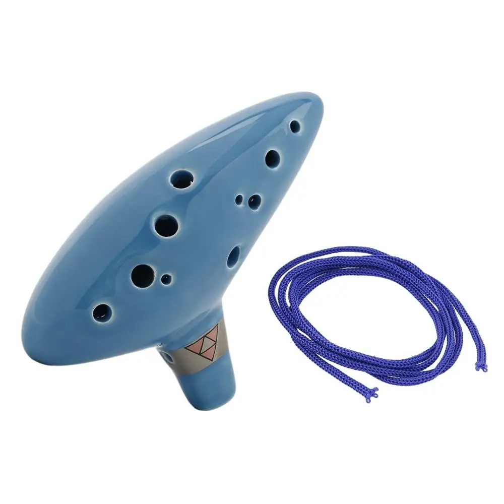 12 отверстий окарина инструмент Keramische Alto C Legend Of Zelda флейта окарина с шнуром ручной канат музыкальный инструмент Горячая Распродажа - Цвет: sky blue