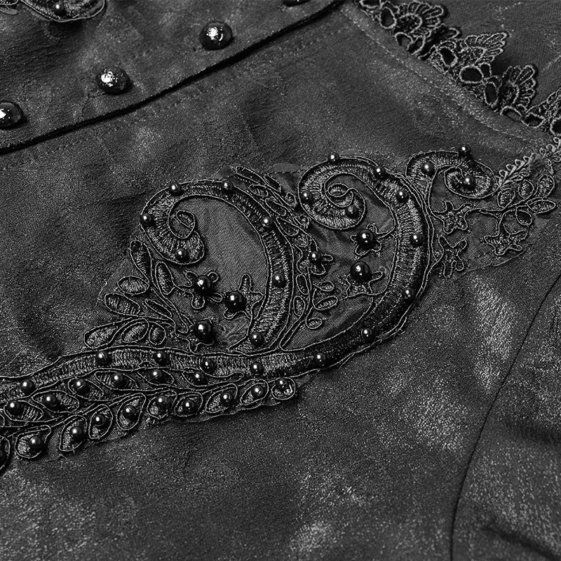 Панк рейв женская готическая Черная кружевная рубашка с рукавами викторианская кружевная жаккардовая Блузка модные вечерние Клубные женские сексуальные кружевные топы рубашка