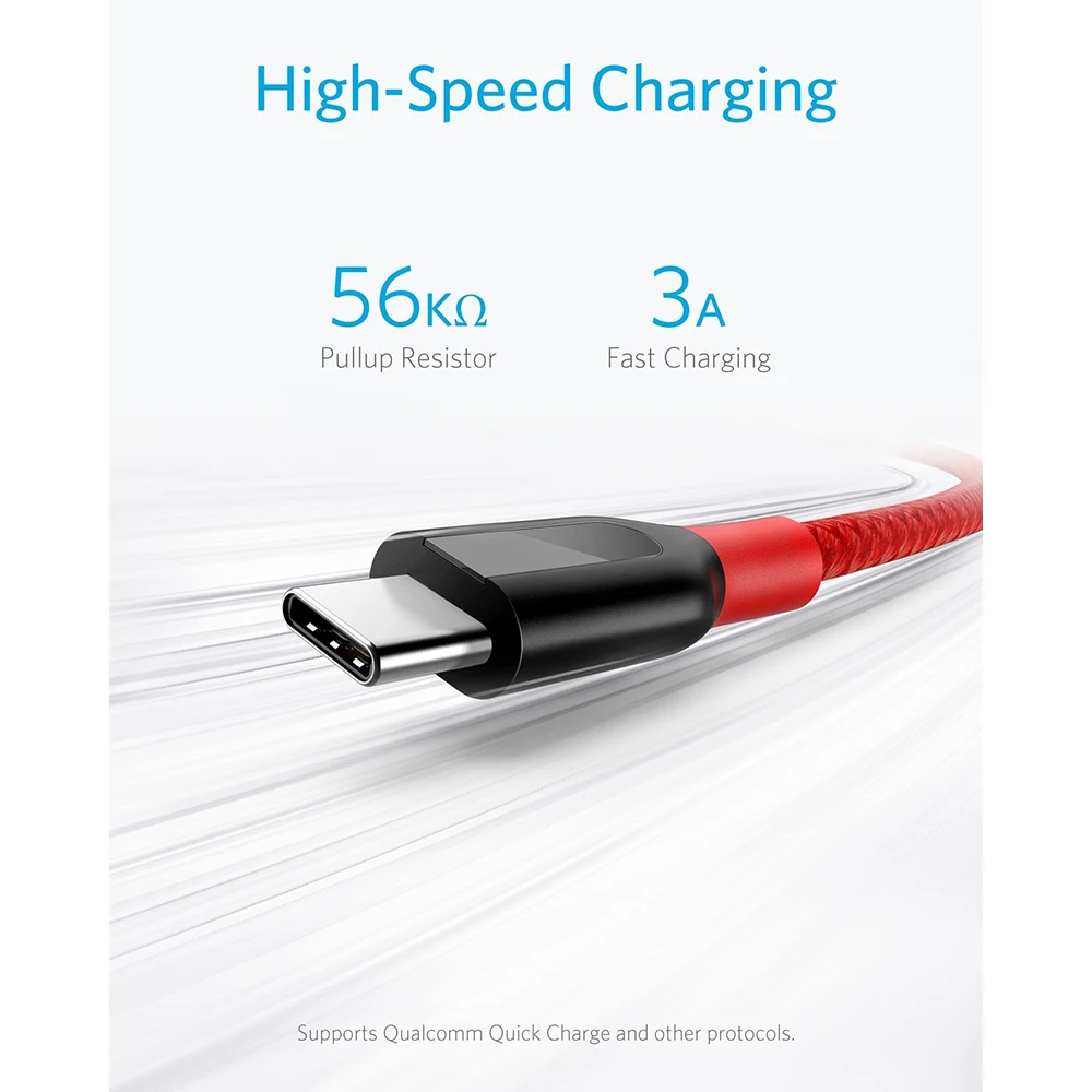 Anker + USB C для A кабель двойной с нейлоновой оплеткой быстрой зарядки Samsung Galaxy iPad Pro
