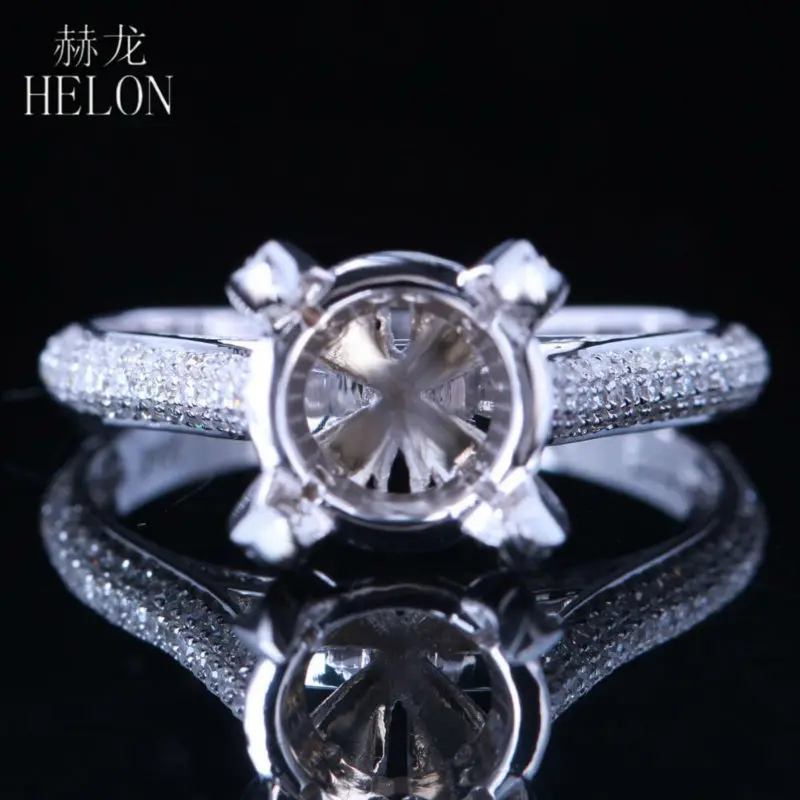 HELON Solid 14 K розовое золото 0.4ct натуральные Алмазы обручальные полу крепление кольцо женское свадебное Ювелирное кольцо подходит круглый 8-9 мм