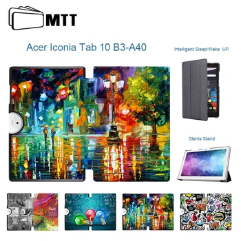 

MTT Protective Shell Case For Acer Iconia One 10 B3-A40 B3 A40 10.1'' Magnetic PU Leather Folio Stand Cover Graffiti Tablet Case