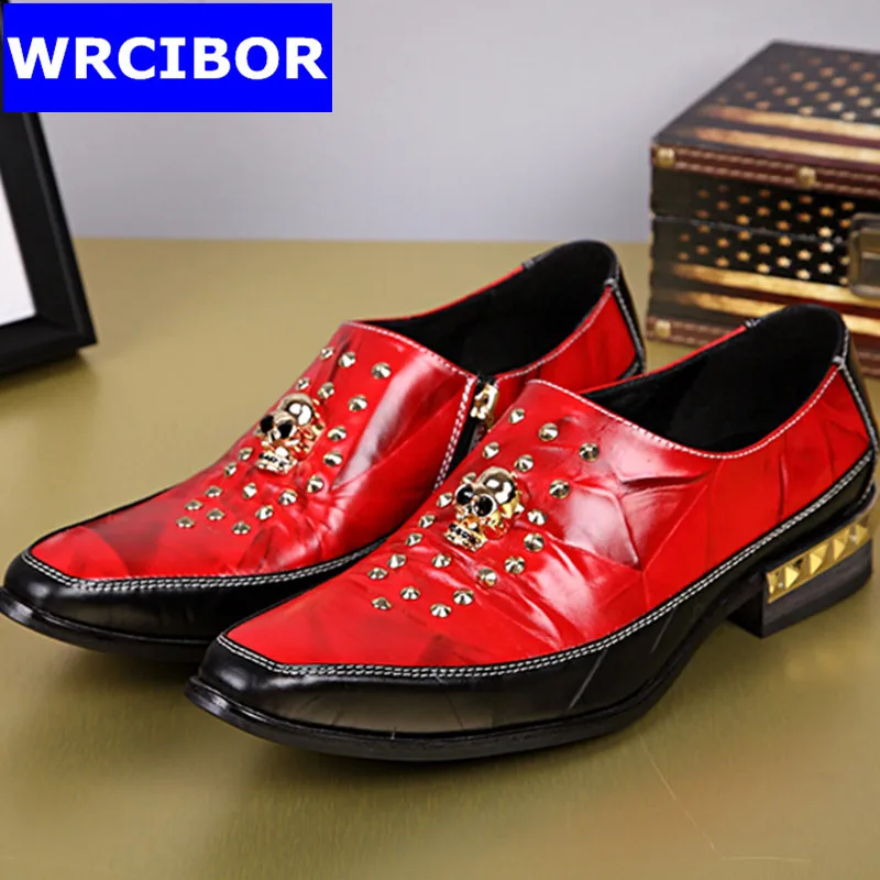 

2017 New Brand Summer Style Men Shoes Leather Flat Oxford Business Square Toe Men Dress Shoes fashion rivets wedding party shoes