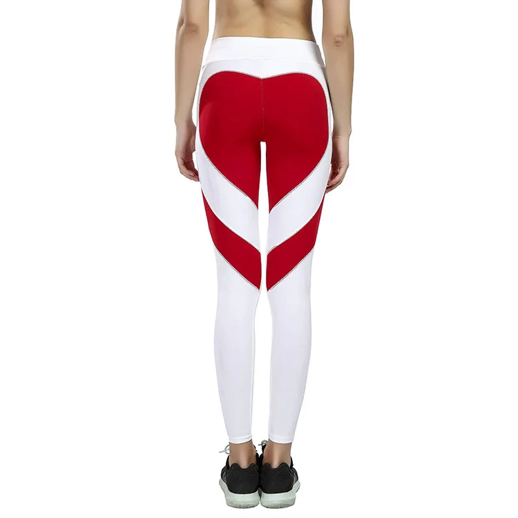 [AoSheng] размера Плюс XXXL женские леггинсы для фитнеса в форме сердца бесшовные леггинсы женские летние леггинсы для тренировок и бега - Цвет: Red Heart White