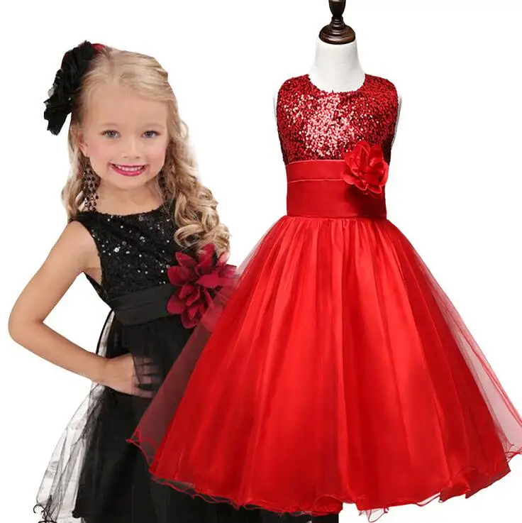 

Flower Girl Dress Sequined Mesh Birthday Party Wedding Pageant Princess Dresses For Girls Sundress Vestido De Festa Infantil