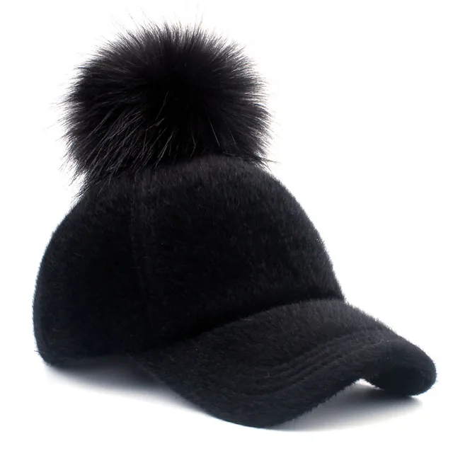 [YARBUU] New brand baseball caps 2017 winter cap for women Faux Fur pompom ball cap Adjustable Casual Snapback hat cap 3