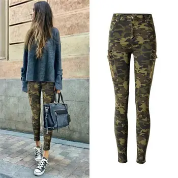 

SupSindy Hot ladies camo pants zipper skinny jeans for women military Army Pencil pants joggers women trousers cargo pants women