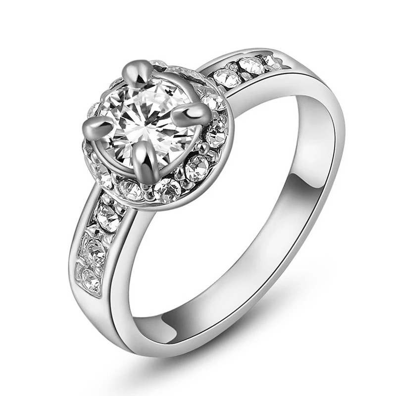 #Jewelry wholesale jewelry Hearts and Arrows crystal ring inlaid zircon gold plated jewelry  H013B5