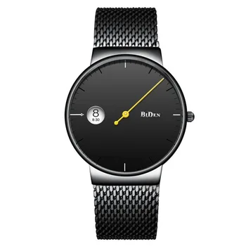 

Biden brand mens Simple quartz wristwatches stainless steel Mesh belt man watches waterproof calendar black silver male clocks