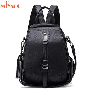 

Miyaco Leather Backpacks Women Fashion Backpacks Cute Cover Rucksack Backpack Back Ladies Shoocl bag BookBags New 2020