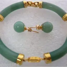 Дешевые красивый набор браслет с Зелеными камнями серьги циркония Кристалл