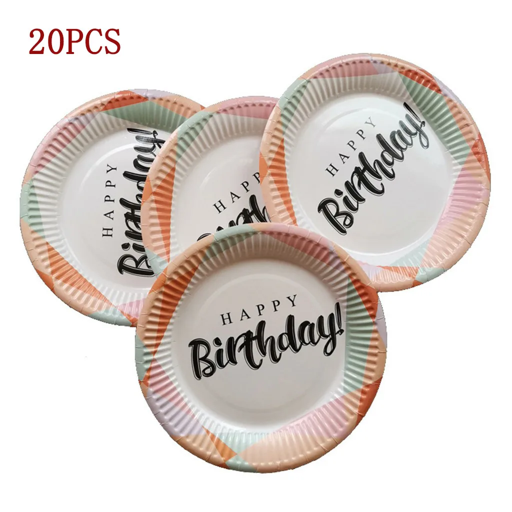 Disposable Party Tableware Happy Birthday 7 inch Paper Pallet birthday Festival Cake Tray 20Pcs A Set Dropshipping HX0625 | Дом и сад