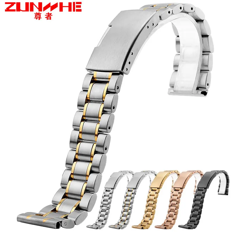 

14mm 16mm 18mm 20mm 22mm 24mm Metal Bracelets Watch Strap Band Stainless Steel Rose Gold Black Watchbands For Omega Tissot Casio