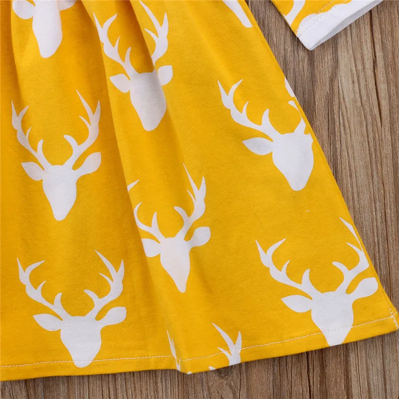 Baby Girls Dress Animal Appliques Cotton Vestidos Christmas Dress Princess Costume for Kids Clothes Long Sleeve Children Dresses