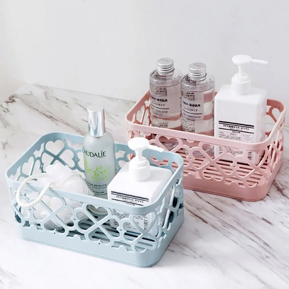 

Multifunctional Hollow Storage Basket Plastic Drain Basket Desktop Cosmetics Storage Organizer for Bathroom Kitchen