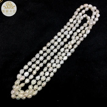 

WEICOLOR 160cm Long 9-10mm Potato Shaped White Natural Freshwater Pearl Sweater Necklace. Nice Gift For Mothers!