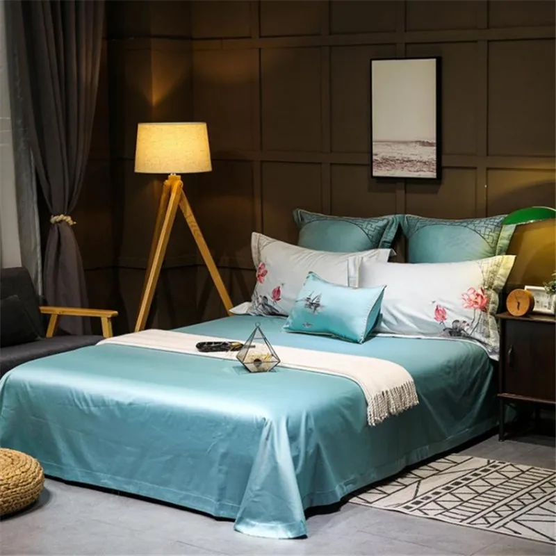 Waliicorners 60S Egypt Cotton Luxury 4/7pcs Bedding set Queen/King Size Embroidery style Bed set Duvet cover Bed linen Pillowcases 26 3b